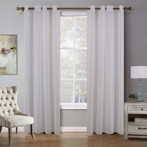 Lot de 2 Voilages rideaux - Porte rideaux cantonnières pure - Blanc - 140 x 220 cm