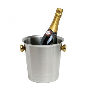 Seau à vin mousseux - ICH-ZAPFE.DE - Acier inoxydable 18/8 - 50 litres - Doré - Anses dorées