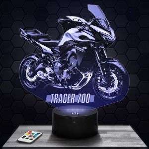 Lampe 3D - Moto Yamaha Tracer - Jouet Miniature Cadeau Moto Yamaha Tracer - Veilleuse Led Tactile avec socle au choix