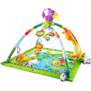 Tapis de la Jungle - Plus de 10 Jouets dÉveil pour Bébé - 3 Modes de Jeu - Toucan Amovible - Lavable