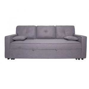 Canap&eacute; lit canap&eacute; de salon avec accoudoirs en tissu coloris gris - Longueur 210 x profondeur 85 x hauteur 90 cm