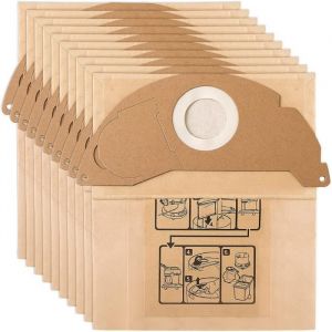 Sac aspirateur - Karcher - WD2 MV2 A2000 A2003 A2064 A2099 - Lot de 10 - Sacs à poussière jetable - Beige