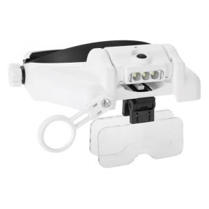 Lunettes Loupe - Non sp&eacute;cifi&eacute; - Casque Loupe - 3 Lumi&egrave;res LED - Grossissement 1X &agrave; 3.5X - Charge USB