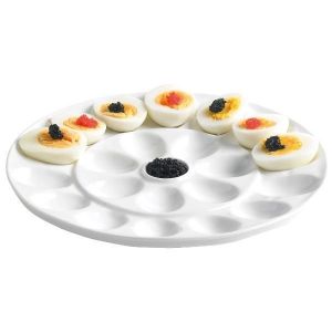 Assiette à oeufs - COSY & TRENDY - Diamètre 26 cm - 21 empreintes - Porcelaine blanche