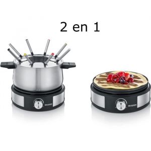 Fondue Cr&ecirc;pi&egrave;re 2en1 SEVERIN - FO2471 - Capacit&eacute; 8 personnes - Diam&egrave;tre cr&ecirc;pi&egrave;re 19cm - 1500W