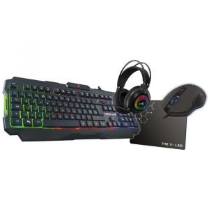 Pack Gamer 4 en 1 - The G-Lab - COMBO ACTINIUM - Souris Filaire - Clavier Filaire - Casque Filaire - Tapis de Souris