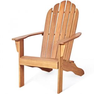 GIANTEX Fauteuil Adirondack en Bois Acacia Massif Résistant aux Intempéries avec Dossier Haut et Accoudoir Élargi Charge Max 180 KG