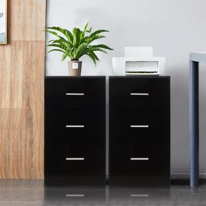 COSTWAY Caisson de Bureau Meuble de Rangement avec 3 Tiroirs pour Feuilles A4 LettreDossiers et Documents Noir
