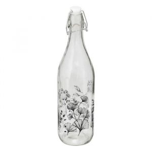 Bouteille Limonade en Verre White Floral 1L Transparent