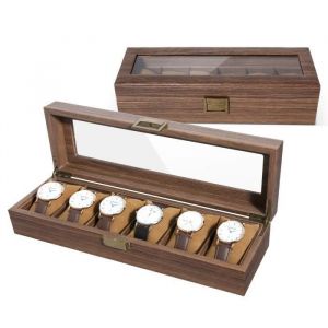 Uten Bo&icirc;te de Montre Bo&icirc;te de Rangement De Bijoux Bo&icirc;te Daffichage Bo&icirc;te En Bois avec Serrure pour Hommes Femmes （6 Montres）