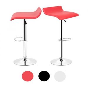 Tabouret de bar CIFUNZERO en similicuir style europ&eacute;en simple &agrave; plateau carr&eacute; lot de 2 rouges