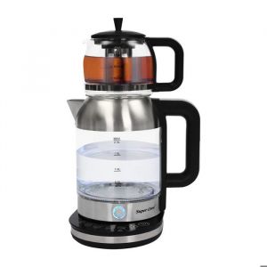 Bouilloire avec 5 r&eacute;glages de temp&eacute;rature 1800 W en acier inoxydable th&eacute;i&egrave;re en verre cafeti&egrave;re transparente de 3 l