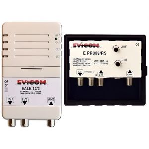 Evicom EKEV353RS - Kit préamplificateur UHF/VHF/SAT + alimentation