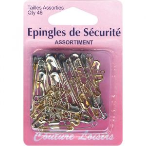 &Eacute;pingles de s&eacute;curit&eacute; - COUTURE LOISIRS - 48 pcs - Gris et dor&eacute; - 20 &agrave; 46 mm - &Eacute;pingles &agrave; nourrice