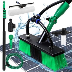 Yaskilosiu Brosse de lavage voiture extensible m&acirc;t t&eacute;lescopique Longueur 4.8m&egrave;tres nettoyeur v&eacute;hicules LAVE-VITRE ELECTRIQUE