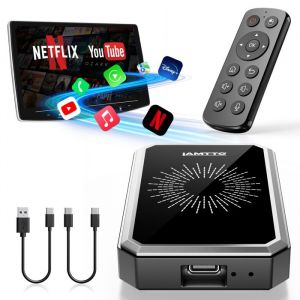 CAMPARK Autoradio Adaptateur Carplay sans Fil AI-BOX avec Netflix Youtube Multiple Apps Mirror Link Sortie HDMI 4G+32G