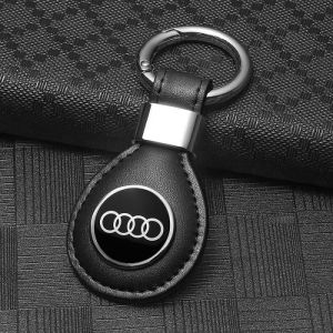 Cuir v&eacute;ritable- Pendentif cl&eacute; Porte cl&eacute;  de remplacement pour Audi Noir