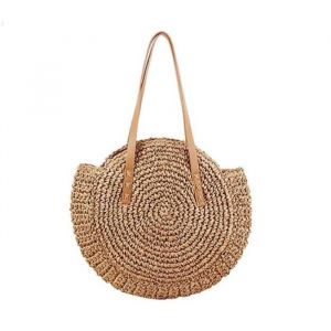 Sac rond en paille pour femme en rotin tressé et sac à bandoulière en osier simple et portable