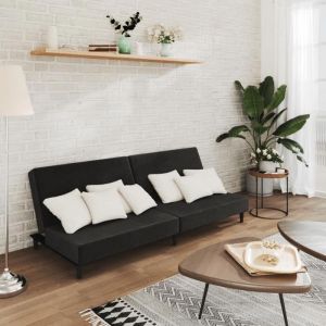 BEWI®Canapé-lit/Sofa Bed - 2 PERSONNES - clic-clac 2 places noir velours &FR14029