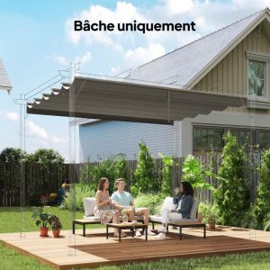 Toile de toit pour pergola tonnelle r&eacute;tractable de 3 x 3 m - toile uniquement 250 x 255 cm gris clair