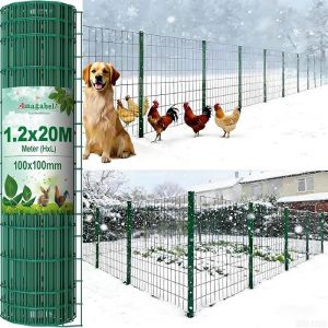 1.2M X 20M Grillage Plastifi&eacute; R&eacute;sidentiel Fil 2 2mm Mailles 100x100cm Grillage Carr&eacute;e Soud&eacute; &agrave; 1.2M X 20M-100 x Multicolore CLOTURE