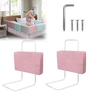 HENGMEI Barri&egrave;re de lit pour enfant 50 cm Hauteur r&eacute;glable Anti-chute Tube en acier r&eacute;glable de 40 &agrave; 60 cm Rose cerise