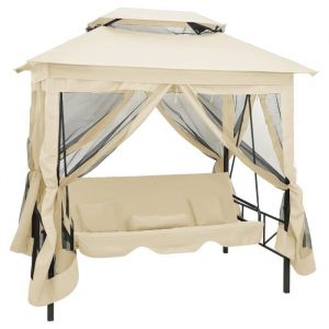 Nouveau Balancelle de jardin - BMD - Belvédère convertible en balancelle Blanc crème DECO - V6529466