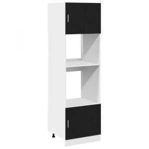 (SOLDE dété)Armoire de cuisine/Colonne de cuisine - Anti humidité - Chêne noir Bois dingénierie 60 x 57 x 207 cm Aspect