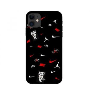 Coque Maniacase pour Iphone 12 mini nike jordan blanc rouge fond noir