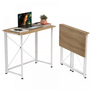 Table de Bureau Informatique Pliante  - MIPAN - Table dOrdinateur pour Bureau - Meuble de bureau - 80 x 45 x 74 cm - Marron