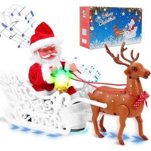 Père Noël Électrique avec Traîneau et Rennes - Chante Jingle Bell Rock - Décoration Musicale