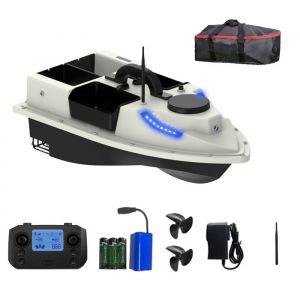 Bateau Amorceur T&eacute;l&eacute;command&eacute; de P&ecirc;che avec GPS Bateau dapp&acirc;t Intelligent &Eacute;tanche 600m Charge de 2 Kg