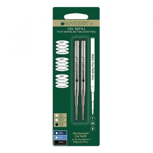 Monteverde Lot de 2 recharges gel à pointe large/sans capuchon pour stylo bille Montblanc Noir