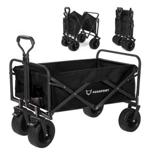 BROUETTE - FOXSPORT - Chariot de Jardin pliable - Sac de rangement - Poignée réglable - chargé 100 kg（94x58x79 cm）- Noir