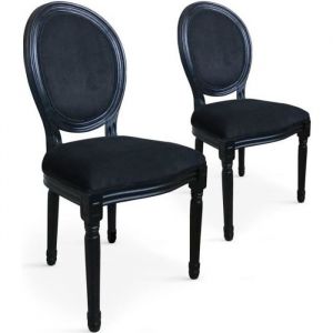 Lot De 2 Chaises Médaillon Velours versailles 96cm Noir - Paris Prix