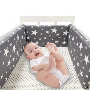 Tour de Lit Bb MERKMAK Tour de Lit Respirant Coussin Anti-choc Coton Contour de Lit Bb 200X30cm pour Lit Barreau TOUR DE LIT BEBE