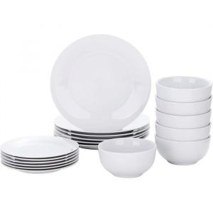 VEWEET Série Classique Service de Table Complet en Porcelaine Blanche pour 6 Personnes 18 pièces Assiette et Bols