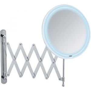 Miroir maquillage LED mural Barona avec bras t&eacute;lescopique miroir grossissant x5 &Oslash; 20 cm Acier - Plastique 20x34x55 cm Chrom&eacute;