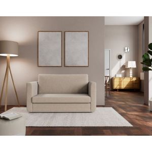 Isana - Canapé 2 places convertible déplimousse avec accoudoirs incurvés en tissu - Beige