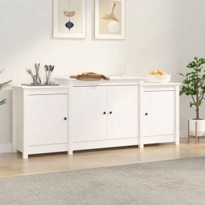 BEST Buffet de rangement enfilade - Buffet Blanc 164x37x68 cm Bois massif de pin fr5913