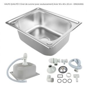 Évier de cuisine - VARIVIDA - 50 x 40 x 20 cm - Acier inoxydable - Blanc - 1 bac - A poser - Manuel