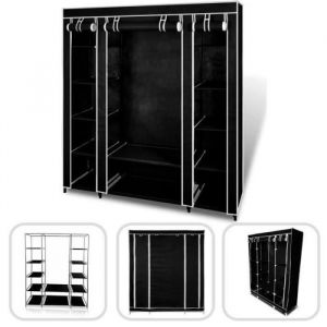 Armoire penderie en tissu noire - 3 portes - antirouille - 130x45x170cm