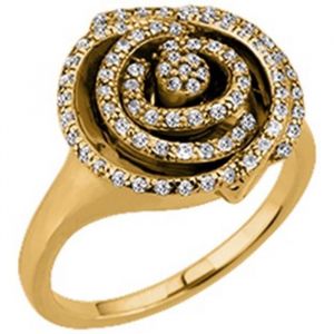 Bague plaqué or Rose Éblouissante - ALTESSE - 15 mm - Blanc - Oxyde de zirconium - Femme