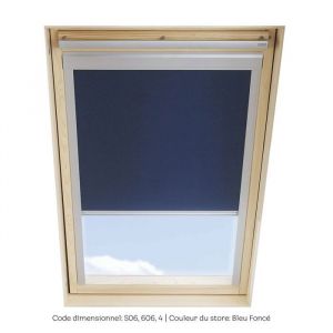 Store occultant SOLSTRO Bleu Fonc&eacute; compatible avec VELUX GGL S06 GGL 606 GGU S06 GHL S06 GHU S06 GPL S06 GPU S06