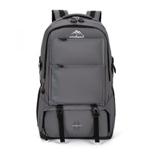 Grand sac à dos 40L – Rando camping pêche – Bretelles confort zip sécurisé doublure polyester solide Gris