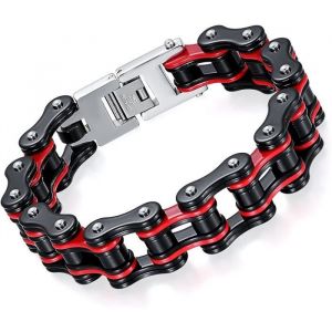 Bracelet Homme Acier inoxydable cha&icirc;ne de v&eacute;lo oidea 16 mm Largeur Bracelet Bijoux Bracelet Cha&icirc;ne poignet Biker moto[622]