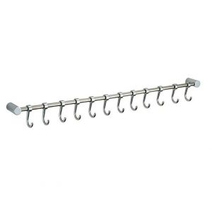 Crochet 12 Crochets Barre Ustensile Cuisine Crochet Barre de Cuisine en Acier Inox 53cm Argent