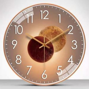 Horloge Murale Design Moderne Silencieuse Horloge Murale Mute Silencieuse Pendule pour La Chambre Horloge Murale Digitale-Or Rose