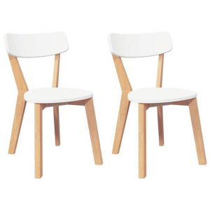 Brun Lot de 2 Chaises &agrave; manger - design ergonomique - bois massif caoutchouc - cadre en bois Maximum 110 kg @EU1257274