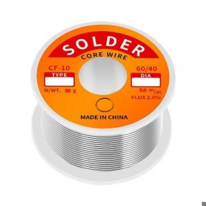 Fil de soudure &eacute;tain-plomb &agrave; colophane 2% flux Sn60-Pd40 08 mm 50 g 1 pi&egrave;ce pour soudage pr&eacute;cis fiable